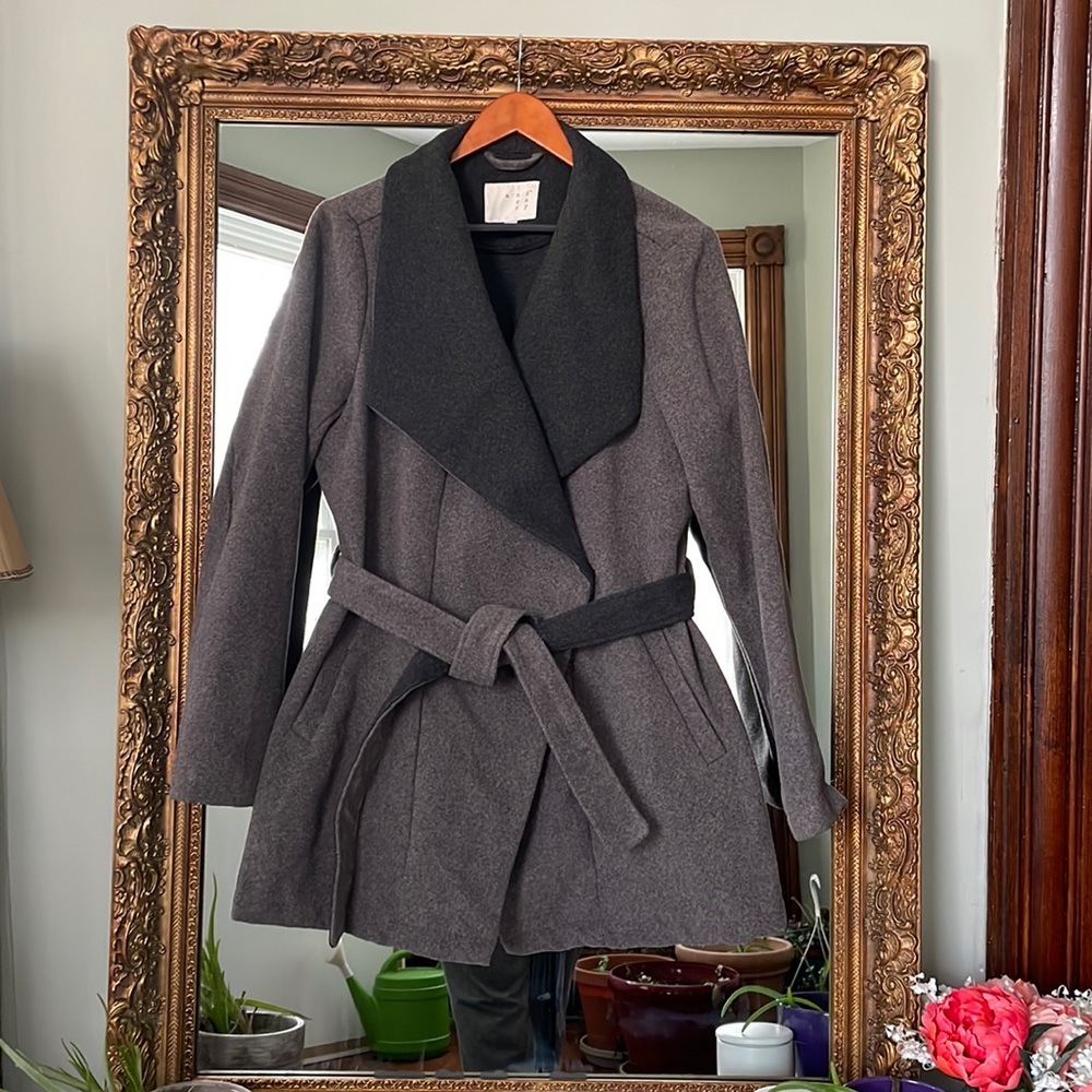 Grey wrap jacket with tie